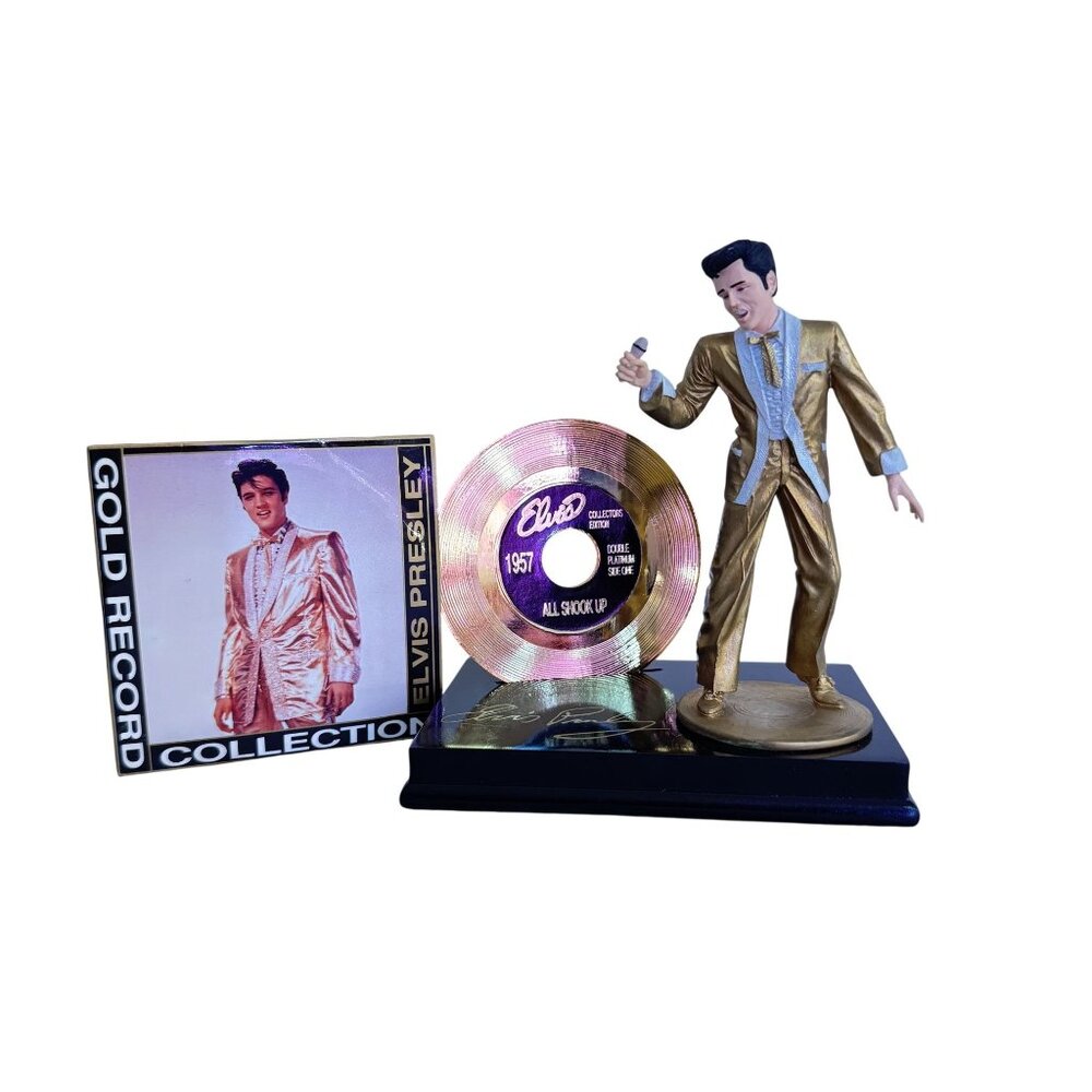 Vintage 1993 Elvis Presley Collection All shook up Gold Record Figurine Enesco